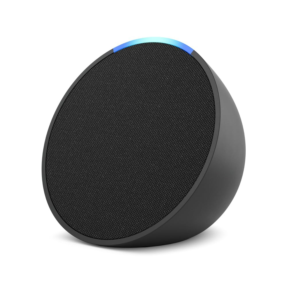 Amazon Echo Pop| Smart speaker with Alexa and Bluetooth| Full sound, balanced bass, crisp vocals| Black (AM-AMECPOALBTBLK993-BM)