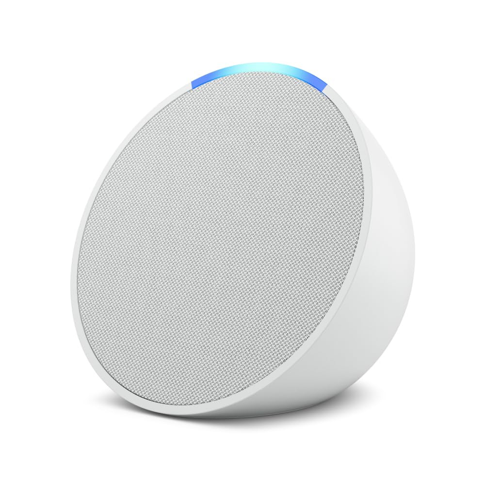 Amazon Echo Pop| Smart speaker with Alexa and Bluetooth| Full sound, balanced bass, crisp vocals| WHITE  (AM-AMECPOALBTWHI996-BM)