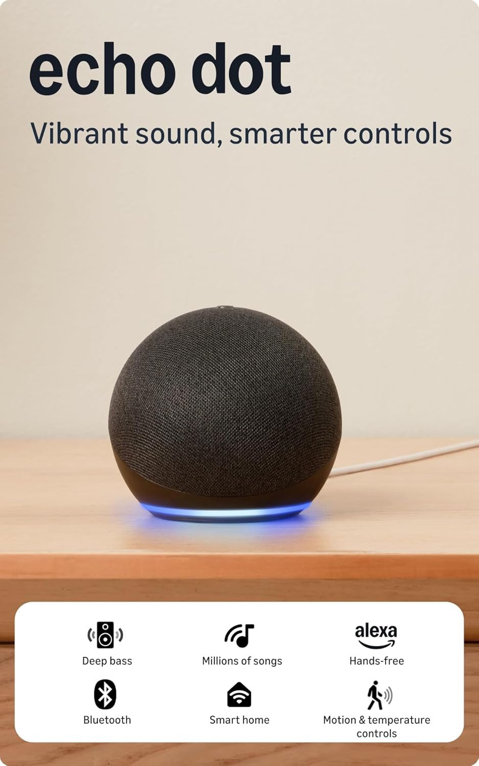 Amazon Echo Dot (5th Gen) | Smart speaker with vibrant sound, Motion Detection, Temperature Sensor, Alexa and Bluetooth| BLACK (AM-AMED5GALBTBLK992-BM)