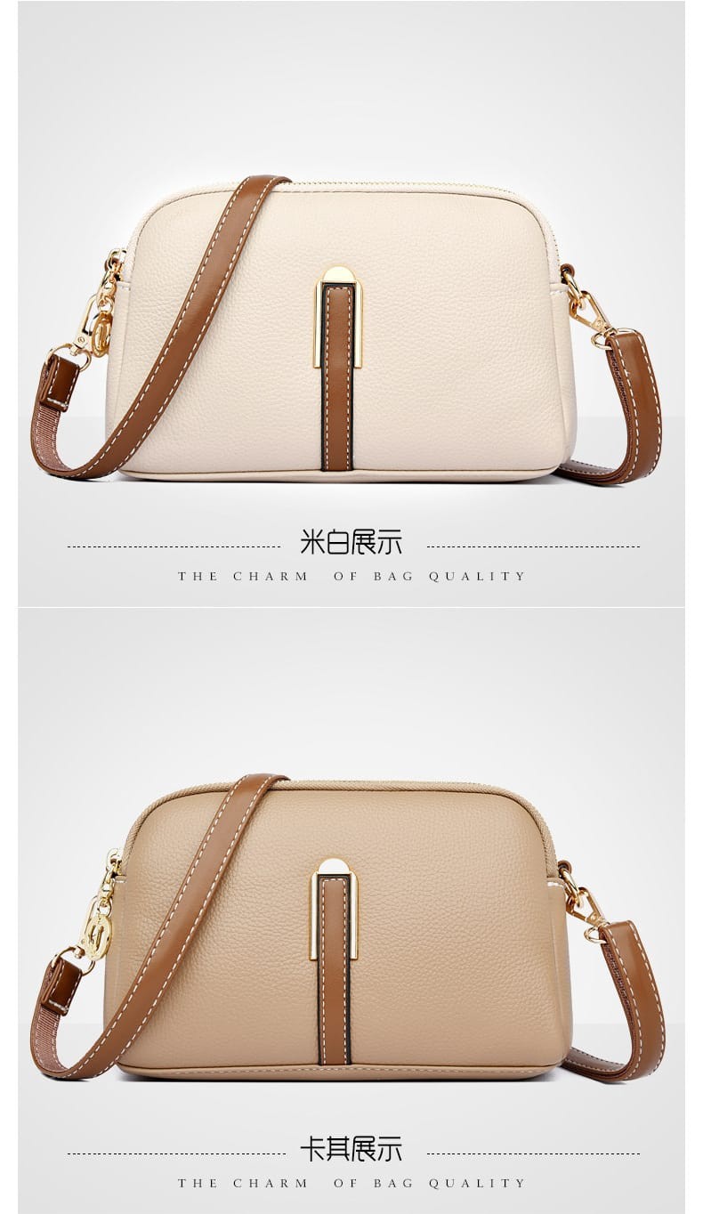 Elegant White Leather Cosmetic Bag SMALL SIZE - AM01431MB Chic and stylish accessory with gold accents